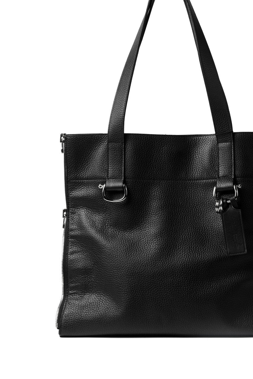discord Yohji Yamamoto SIDE ZIP TOTE BAG L / SHRINK COW LEATHER (BLACK) - Image 7