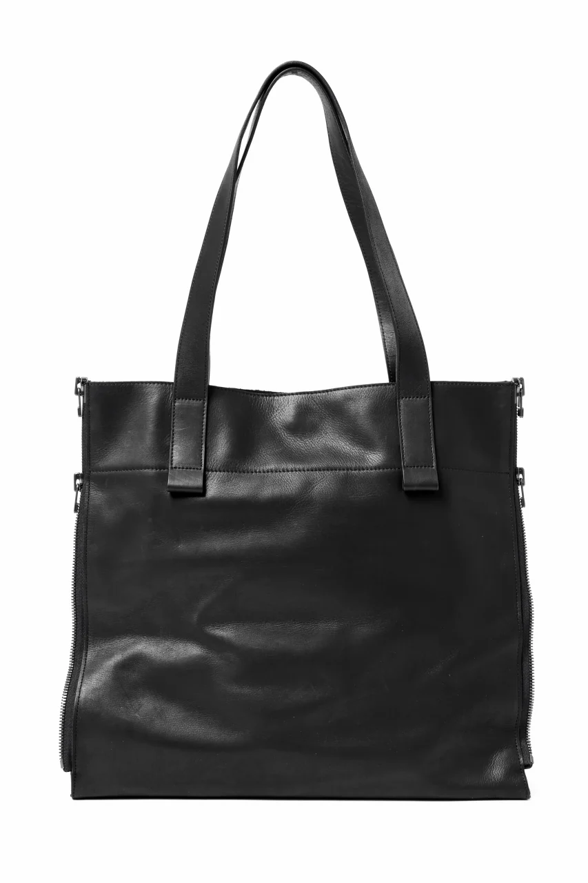 discord Yohji Yamamoto Side Zip Tote Bag L / Soft Shrink Cow Leather (BLACK) - Image 4