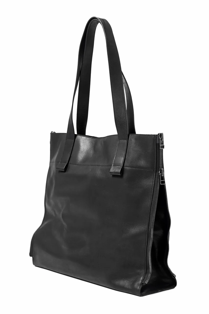 discord Yohji Yamamoto Side Zip Tote Bag L / Soft Shrink Cow Leather (BLACK) - Image 5