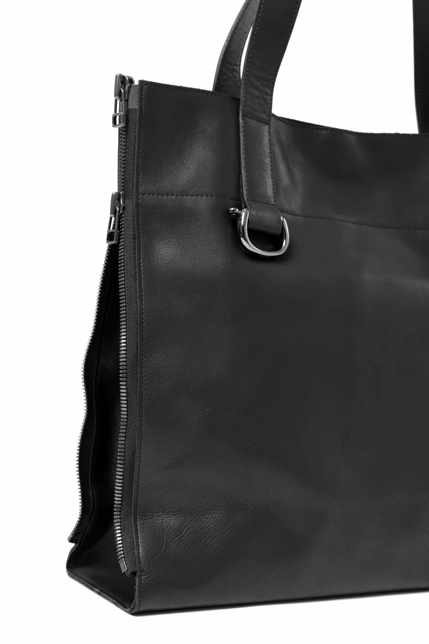 discord Yohji Yamamoto Side Zip Tote Bag L / Soft Shrink Cow Leather (BLACK) - Image 7