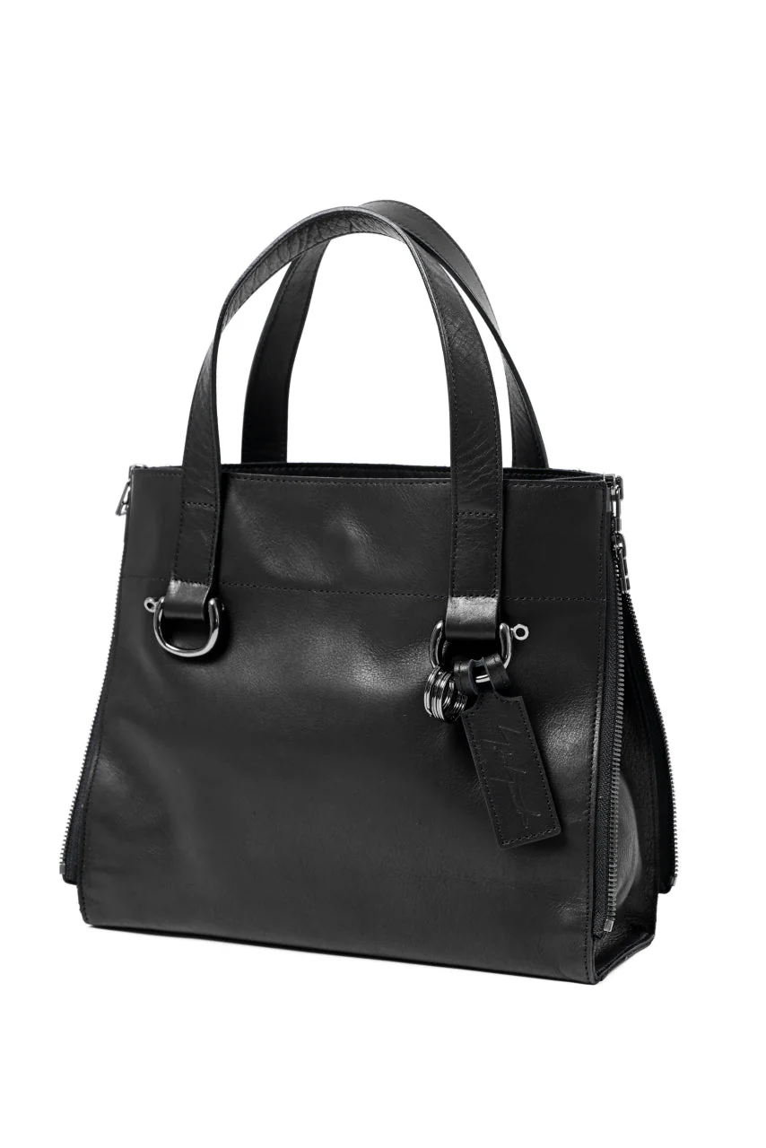 discord Yohji Yamamoto Side Zip Tote Bag (S) / Soft Shrink Cow Leather (BLACK) - Image 2
