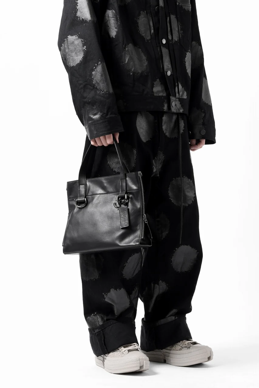 discord Yohji Yamamoto Side Zip Tote Bag (S) / Soft Shrink Cow Leather (BLACK) - Image 29