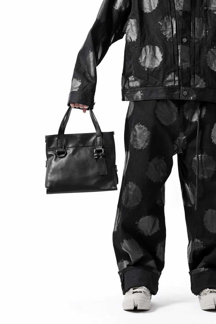 discord Yohji Yamamoto Side Zip Tote Bag (S) / Soft Shrink Cow Leather (BLACK) - Image 31