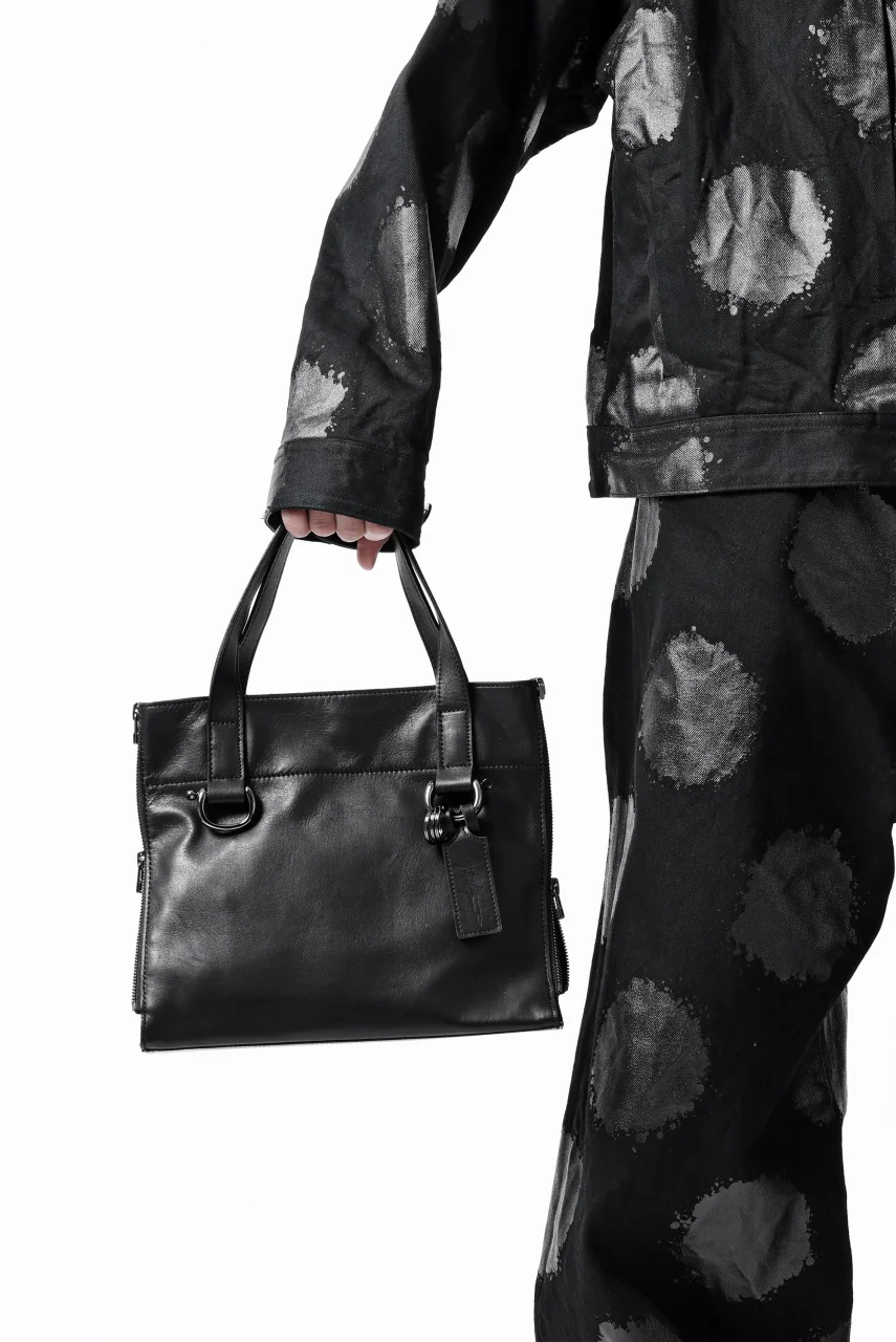 discord Yohji Yamamoto Side Zip Tote Bag (S) / Soft Shrink Cow Leather (BLACK) - Image 36
