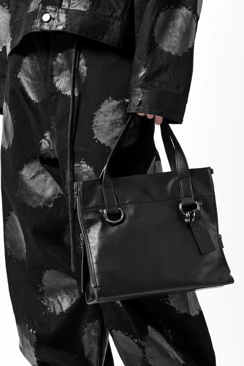 discord Yohji Yamamoto Side Zip Tote Bag (S) / Soft Shrink Cow Leather (BLACK) - Image 39