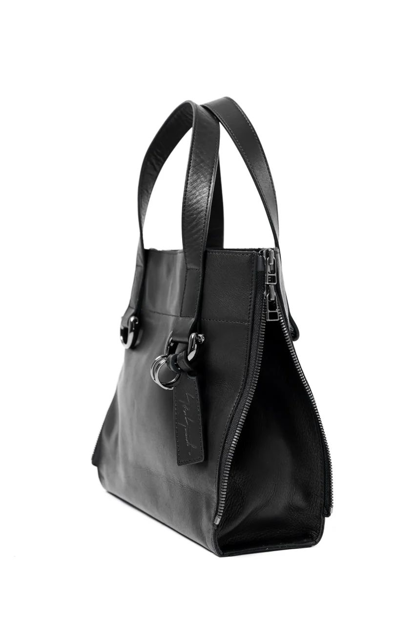 discord Yohji Yamamoto Side Zip Tote Bag (S) / Soft Shrink Cow Leather (BLACK) - Image 5