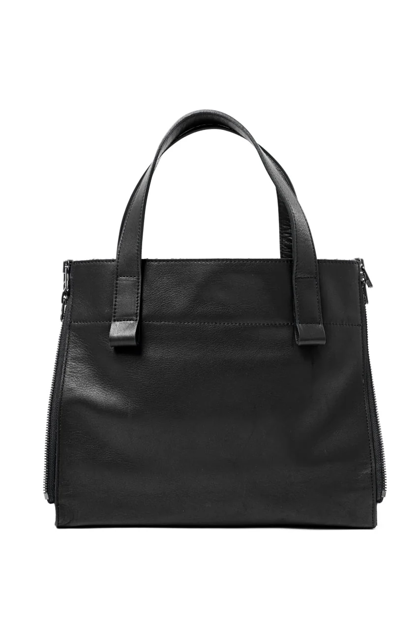 discord Yohji Yamamoto Side Zip Tote Bag (S) / Soft Shrink Cow Leather (BLACK) - Image 6