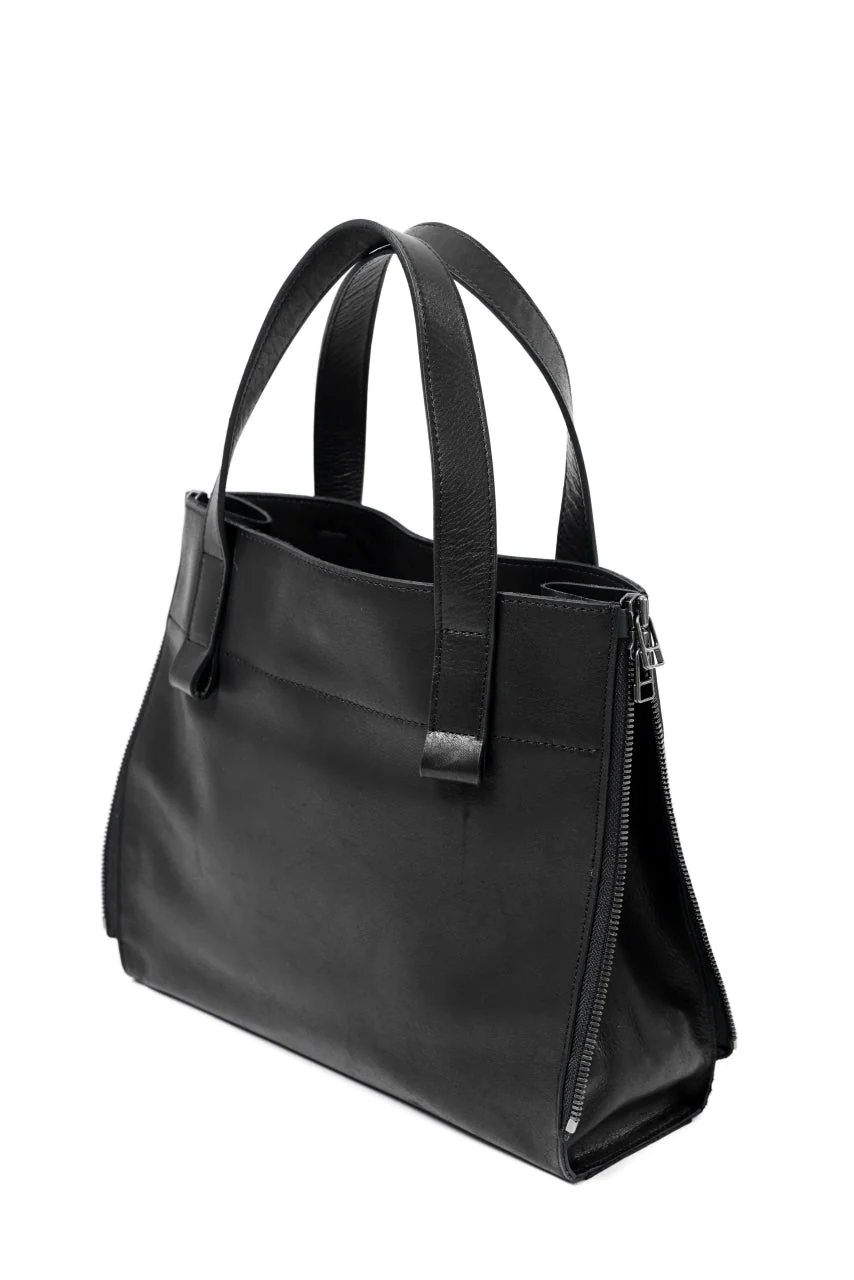 discord Yohji Yamamoto Side Zip Tote Bag (S) / Soft Shrink Cow Leather (BLACK) - Image 8