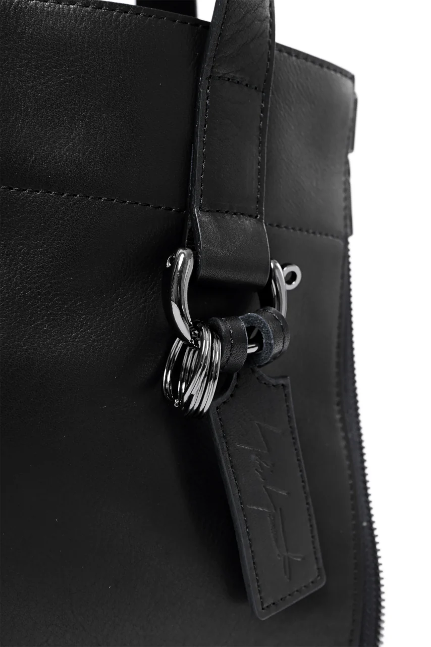 discord Yohji Yamamoto Side Zip Tote Bag S / Soft Shrink Cow Leather (BLACK) - Image 12