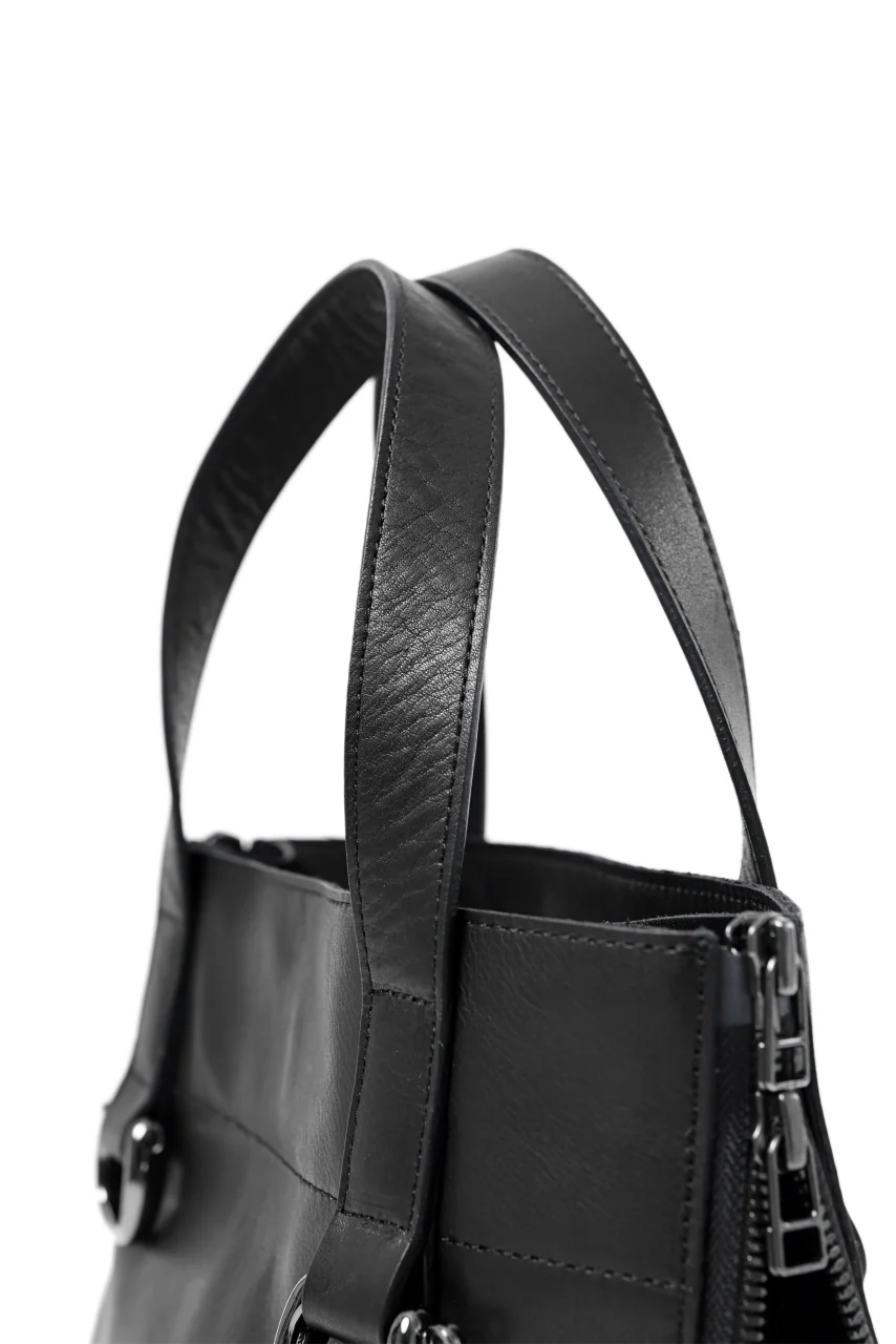 discord Yohji Yamamoto Side Zip Tote Bag S / Soft Shrink Cow Leather (BLACK) - Image 15