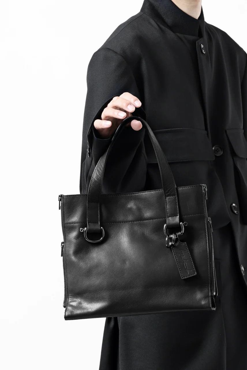 discord Yohji Yamamoto Side Zip Tote Bag S / Soft Shrink Cow Leather (BLACK) - Image 31