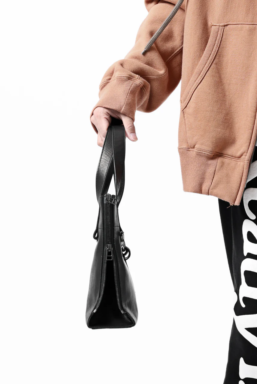 discord Yohji Yamamoto Side Zip Tote Bag S / Soft Shrink Cow Leather (BLACK) - Image 36