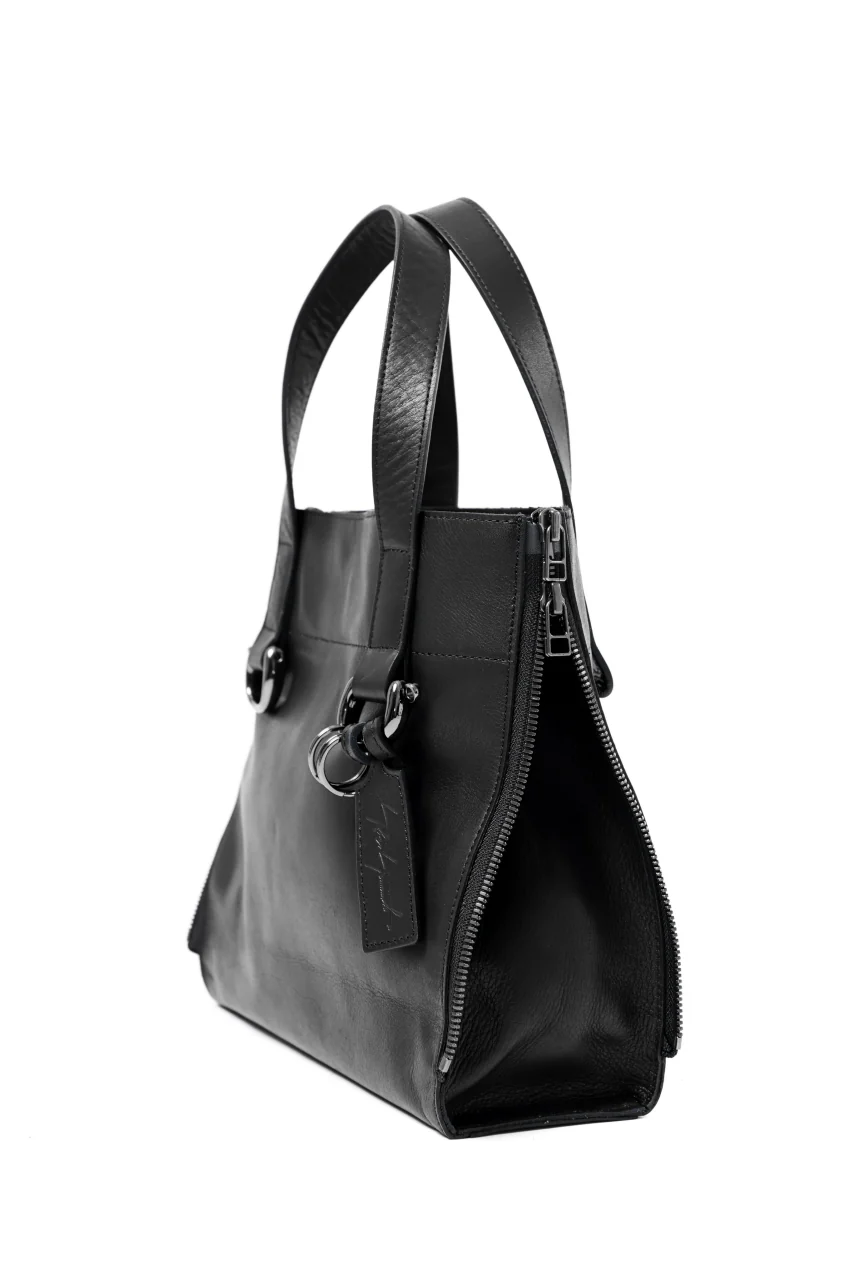 discord Yohji Yamamoto Side Zip Tote Bag S / Soft Shrink Cow Leather (BLACK) - Image 5