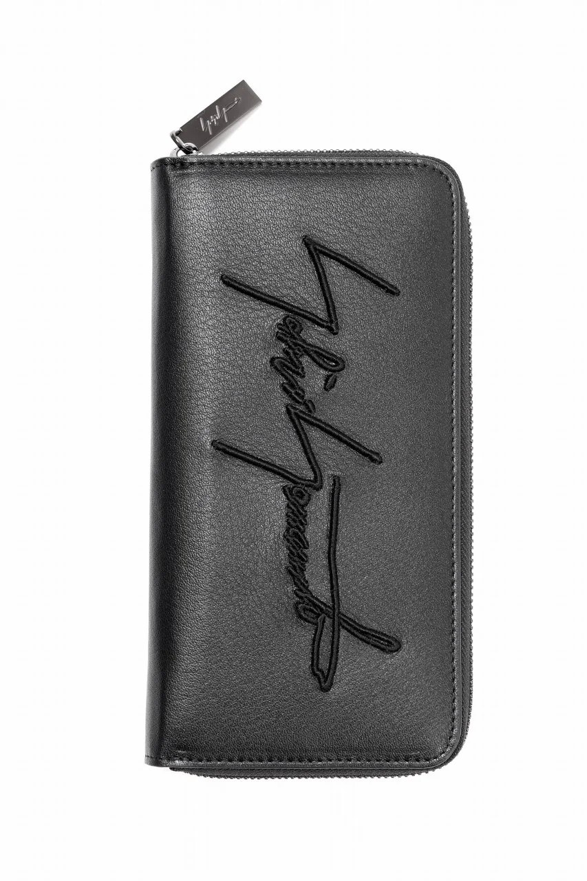 discord Yohji Yamamoto Signature Long Wallet / Shrink Cow Skin Leather (BLACK)