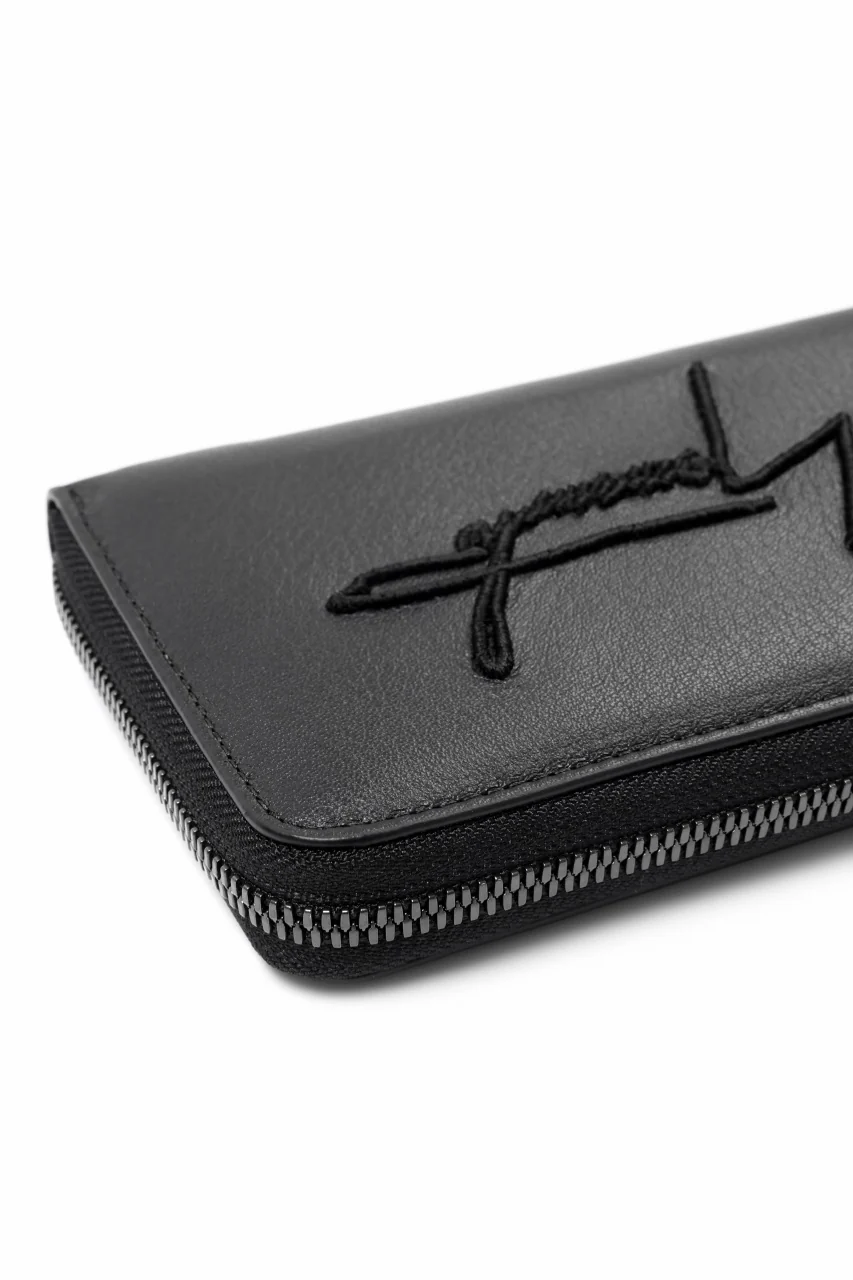 discord Yohji Yamamoto Signature Long Wallet / Shrink Cow Skin Leather (BLACK) - Image 11