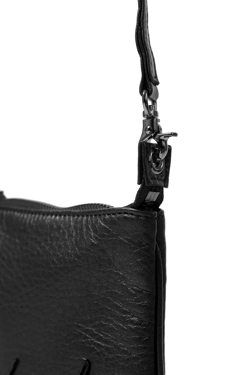 discord Yohji Yamamoto SIGNATURE SACOCHE POUCH / SOFT SHRINK COW LEATHER (BLACK) - Image 11