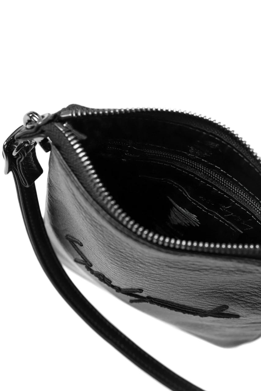 discord Yohji Yamamoto SIGNATURE SACOCHE POUCH / SOFT SHRINK COW LEATHER (BLACK) - Image 12