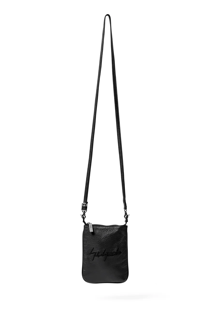discord Yohji Yamamoto SIGNATURE SACOCHE POUCH / SOFT SHRINK COW LEATHER (BLACK) - Image 3