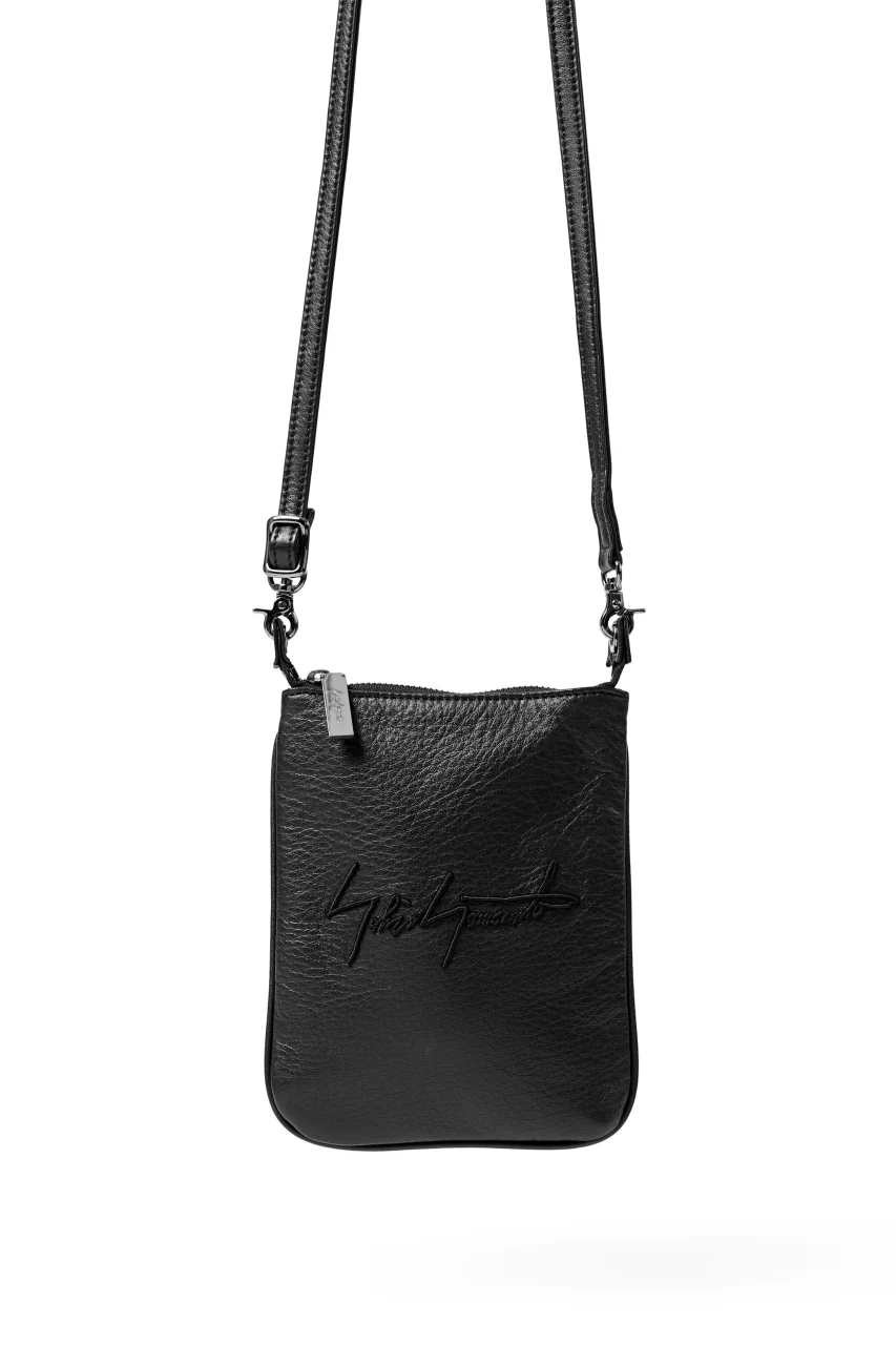 discord Yohji Yamamoto SIGNATURE SACOCHE POUCH / SOFT SHRINK COW LEATHER (BLACK) - Image 4