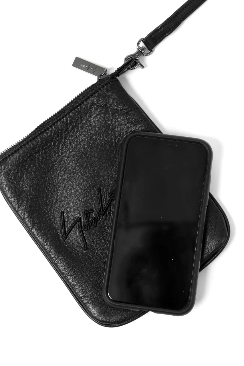 discord Yohji Yamamoto SIGNATURE SACOCHE POUCH / SOFT SHRINK COW LEATHER (BLACK) - Image 6