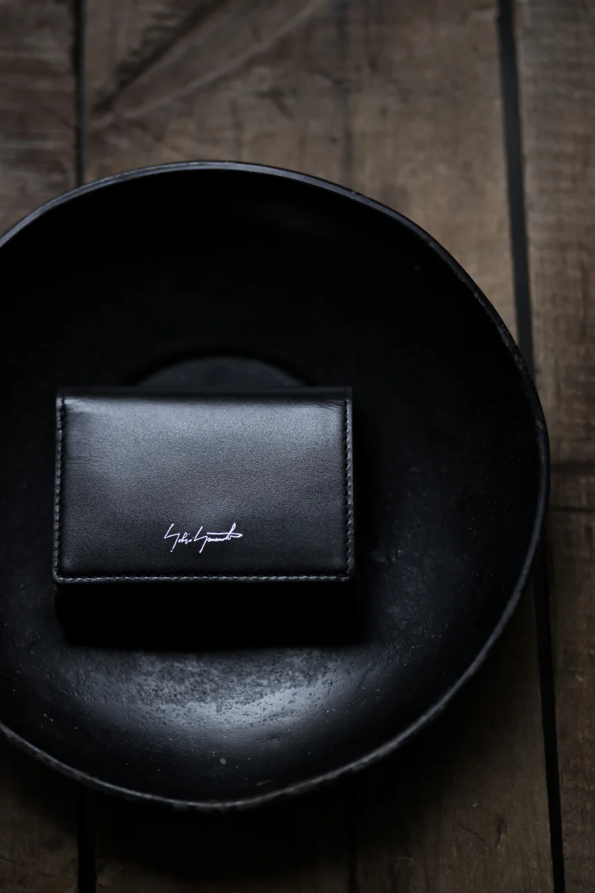 discord Yohji Yamamoto Tri Folded Compact Wallet / Smooth Cow Skin Leather (BLACK) - Image 11