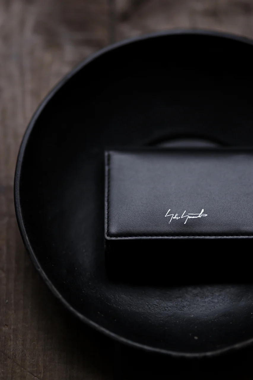 discord Yohji Yamamoto Tri Folded Compact Wallet / Smooth Cow Skin Leather (BLACK) - Image 12