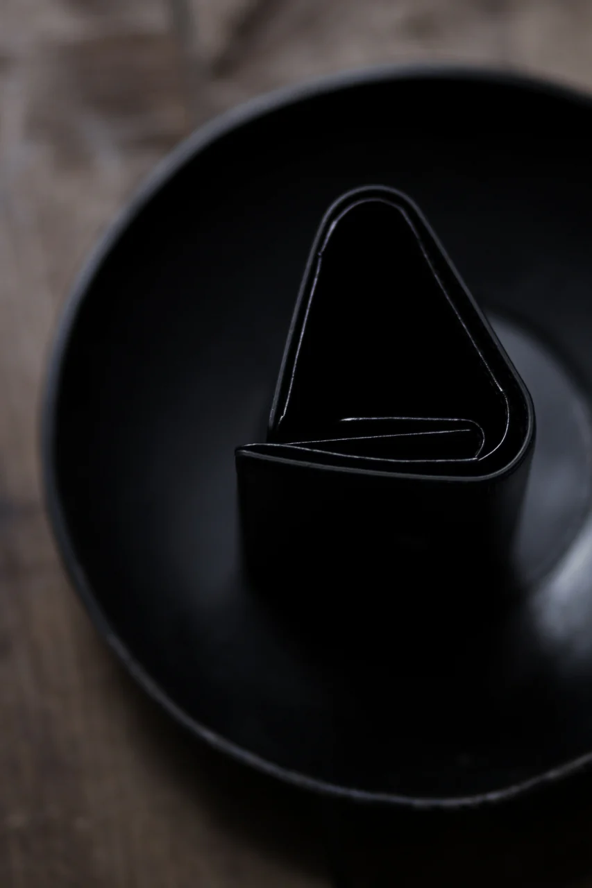 discord Yohji Yamamoto Tri Folded Compact Wallet / Smooth Cow Skin Leather (BLACK) - Image 15