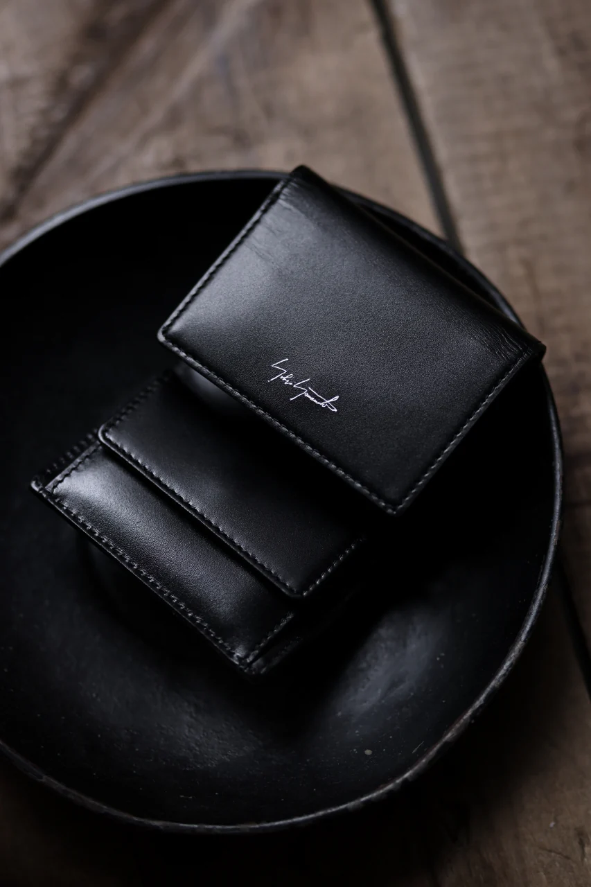 discord Yohji Yamamoto Tri Folded Compact Wallet / Smooth Cow Skin Leather (BLACK) - Image 18