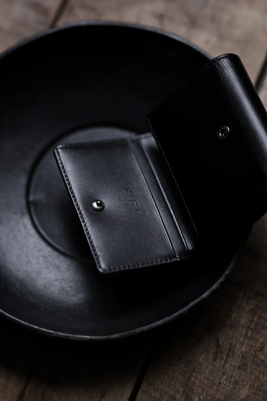 discord Yohji Yamamoto Tri Folded Compact Wallet / Smooth Cow Skin Leather (BLACK) - Image 19