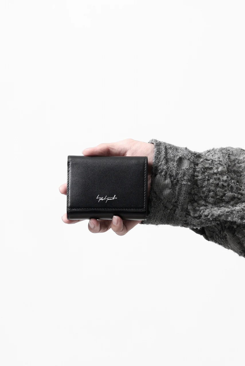 discord Yohji Yamamoto Tri Folded Compact Wallet / Smooth Cow Skin Leather (BLACK) - Image 23
