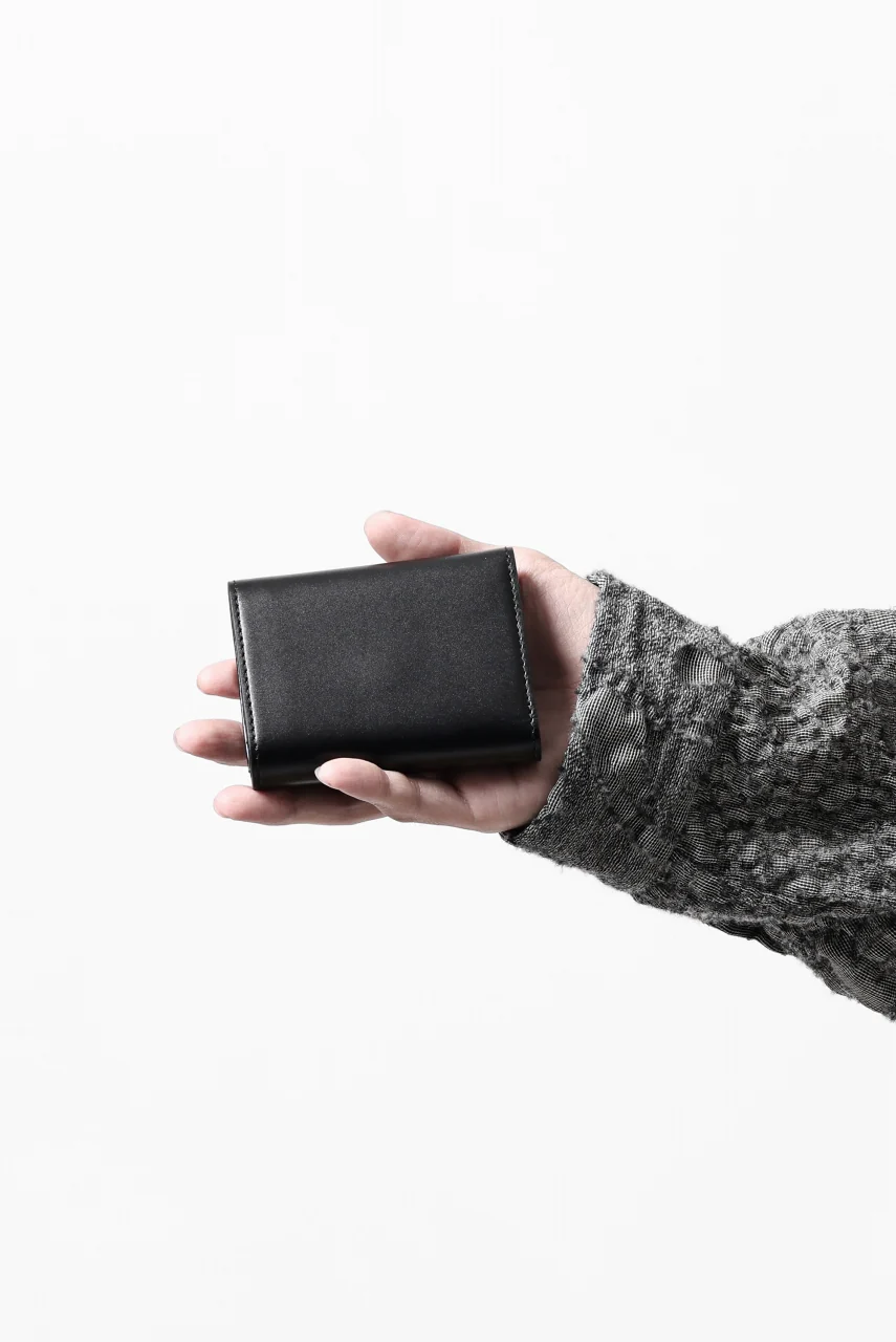 discord Yohji Yamamoto Tri Folded Compact Wallet / Smooth Cow Skin Leather (BLACK) - Image 24