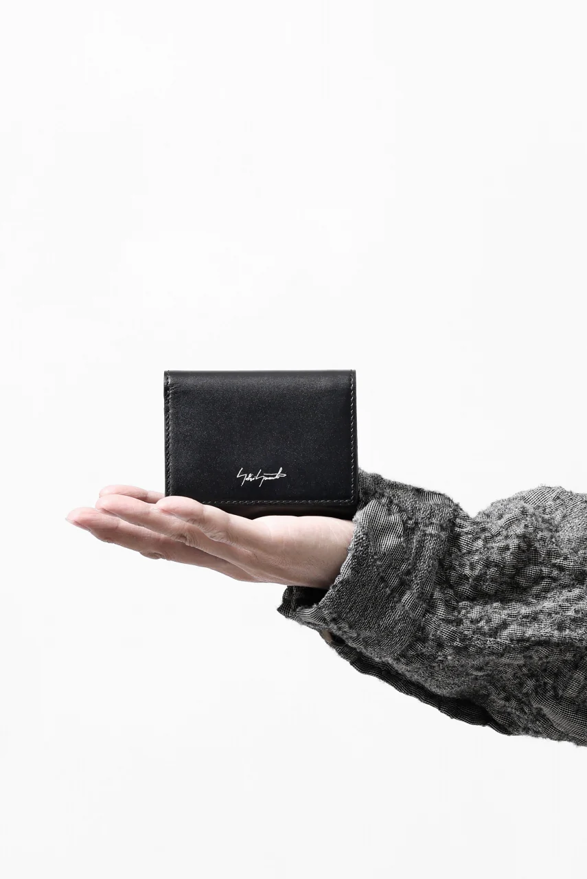 discord Yohji Yamamoto Tri Folded Compact Wallet / Smooth Cow Skin Leather (BLACK) - Image 26