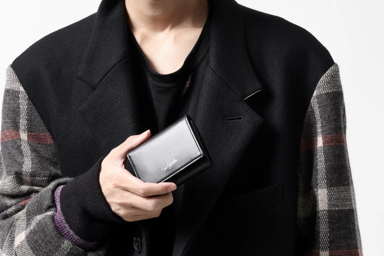 discord Yohji Yamamoto Tri Folded Compact Wallet / Smooth Cow Skin Leather (BLACK) - Image 28
