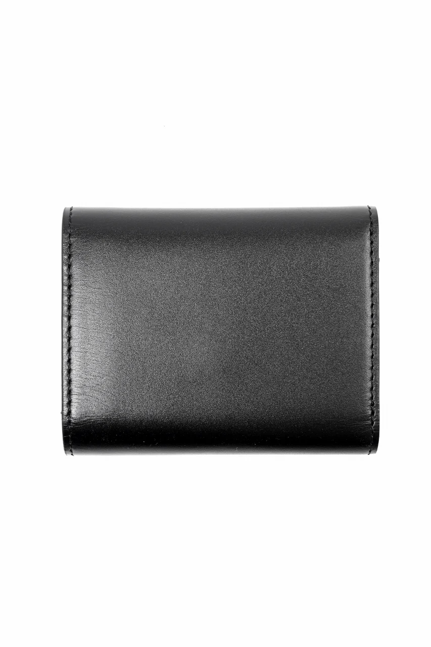 discord Yohji Yamamoto Tri Folded Compact Wallet / Smooth Cow Skin Leather (BLACK) - Image 3