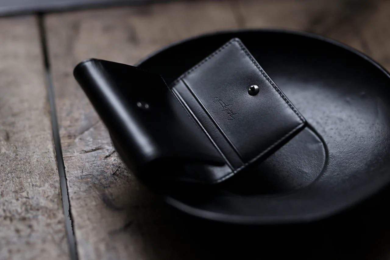 discord Yohji Yamamoto Tri Folded Compact Wallet / Smooth Cow Skin Leather (BLACK) - Image 30