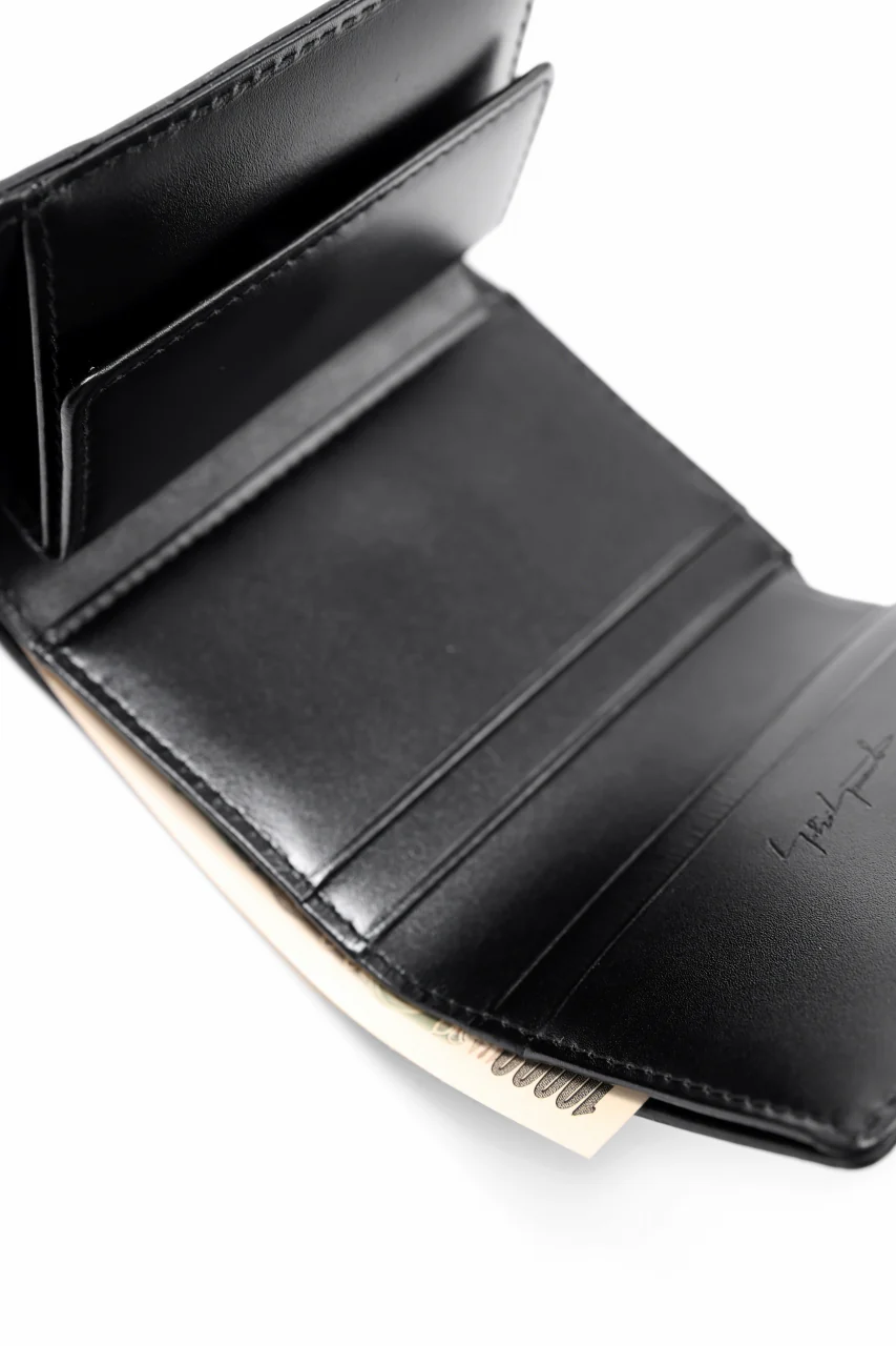 discord Yohji Yamamoto Tri Folded Compact Wallet / Smooth Cow Skin Leather (BLACK) - Image 5