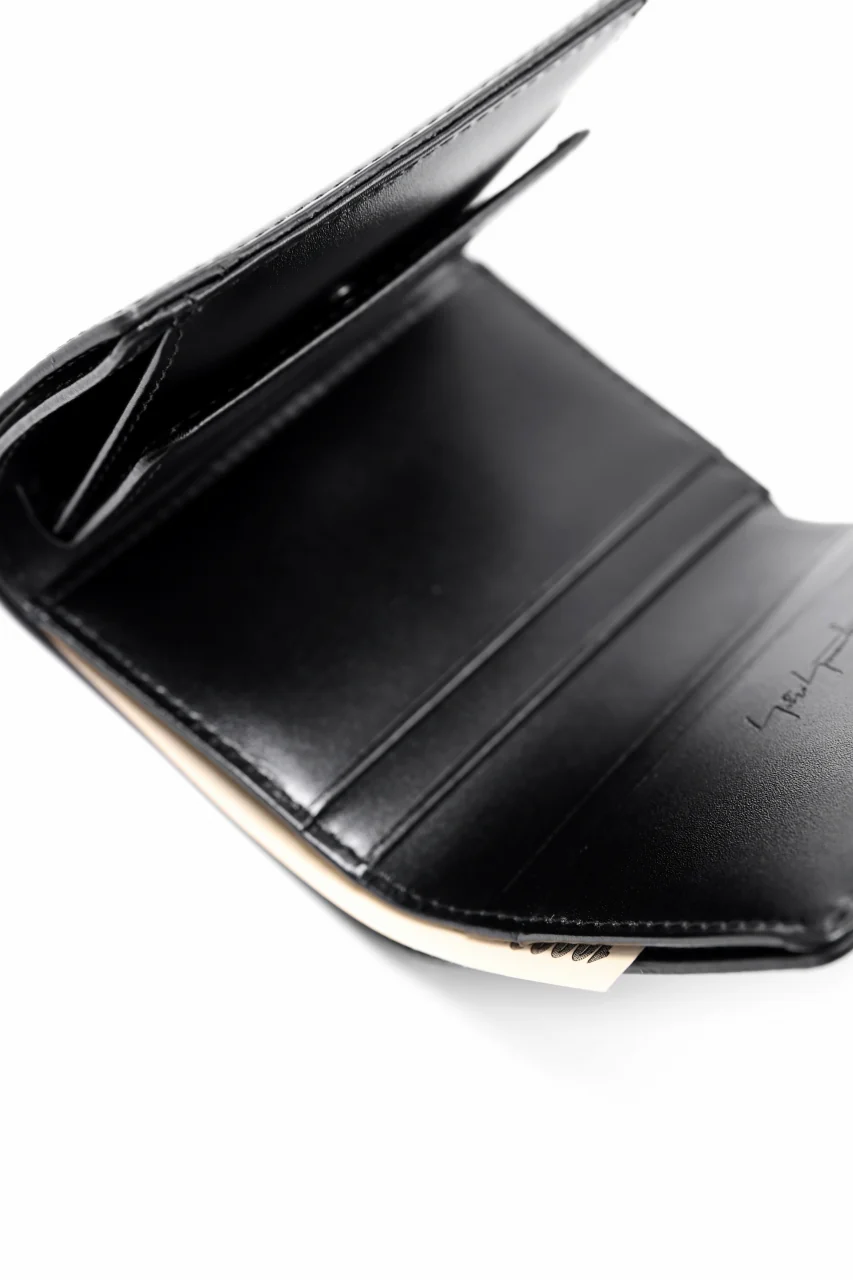 discord Yohji Yamamoto Tri Folded Compact Wallet / Smooth Cow Skin Leather (BLACK) - Image 6