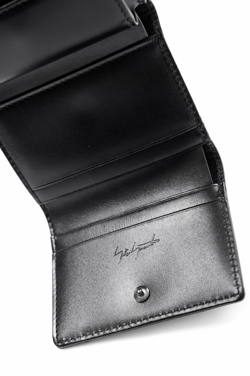 discord Yohji Yamamoto Tri Folded Compact Wallet / Smooth Cow Skin Leather (BLACK) - Image 8
