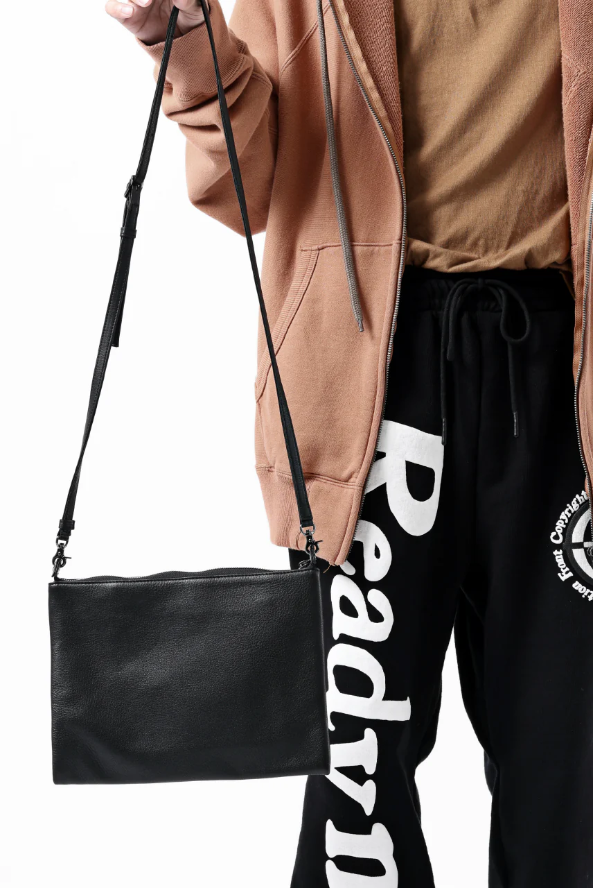 discord Yohji Yamamoto Triple Clutch Shoulder Bag / Soft Shrink Cow Leather (BLACK) - Image 27