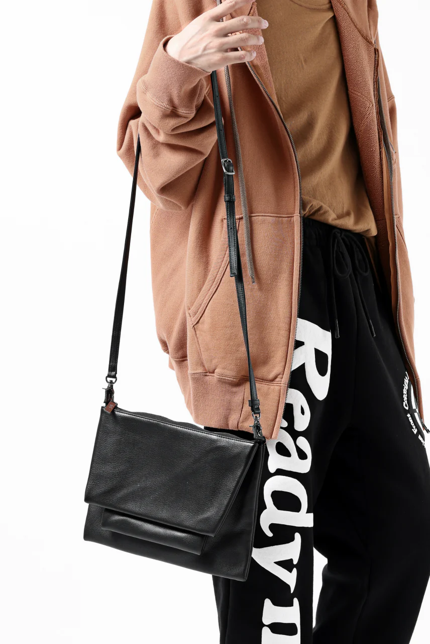 discord Yohji Yamamoto Triple Clutch Shoulder Bag / Soft Shrink Cow Leather (BLACK) - Image 28
