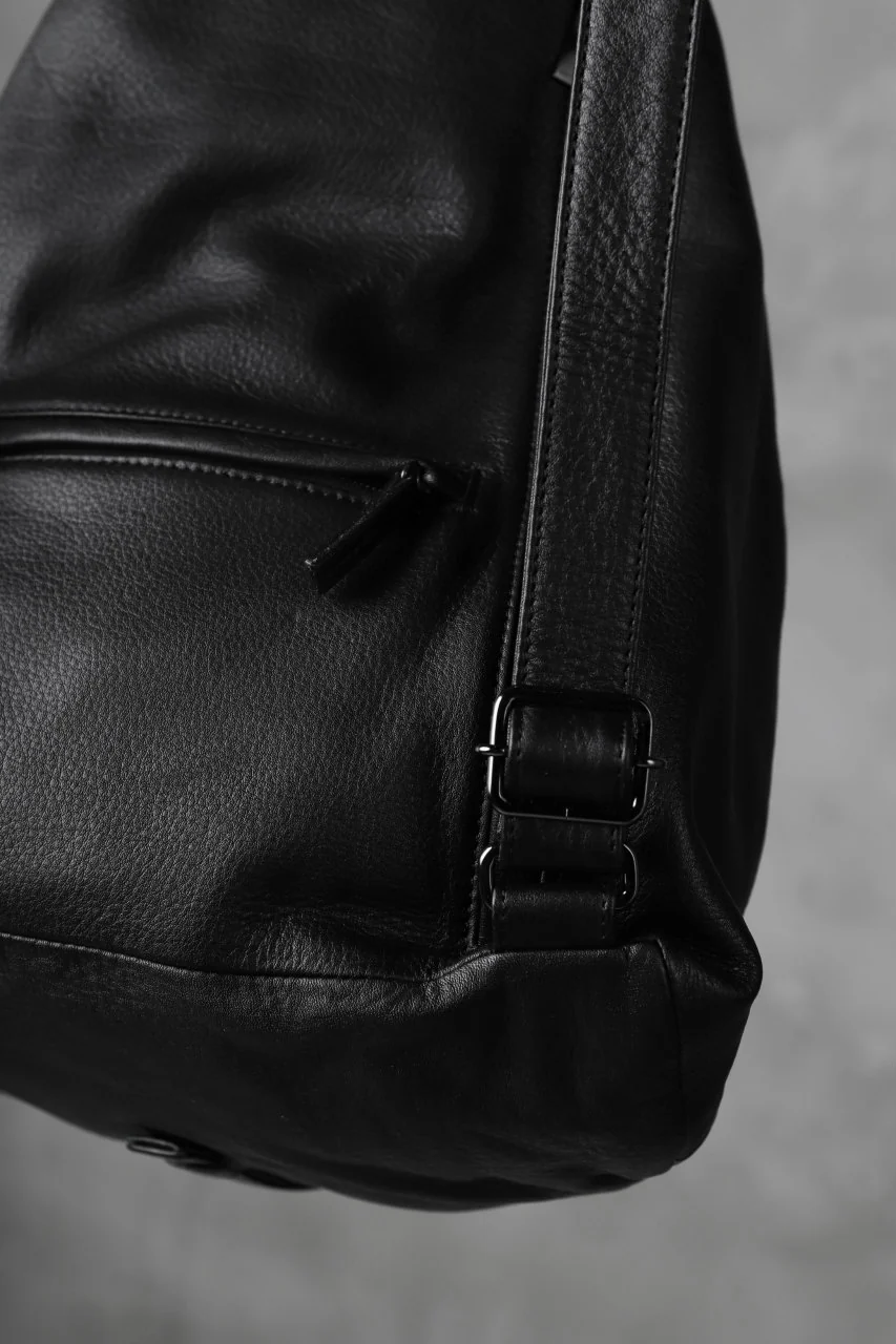 discord Yohji Yamamoto TUCKED LEATHER BACKPACK (BLACK) - Image 15