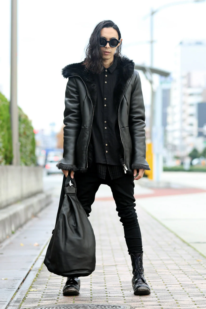discord Yohji Yamamoto TUCKED LEATHER BACKPACK (BLACK) - Image 26