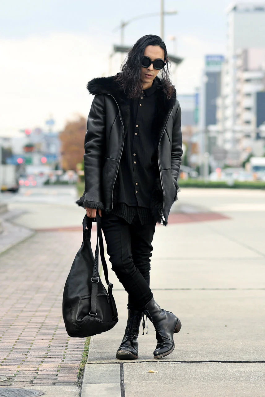 discord Yohji Yamamoto TUCKED LEATHER BACKPACK (BLACK) - Image 27