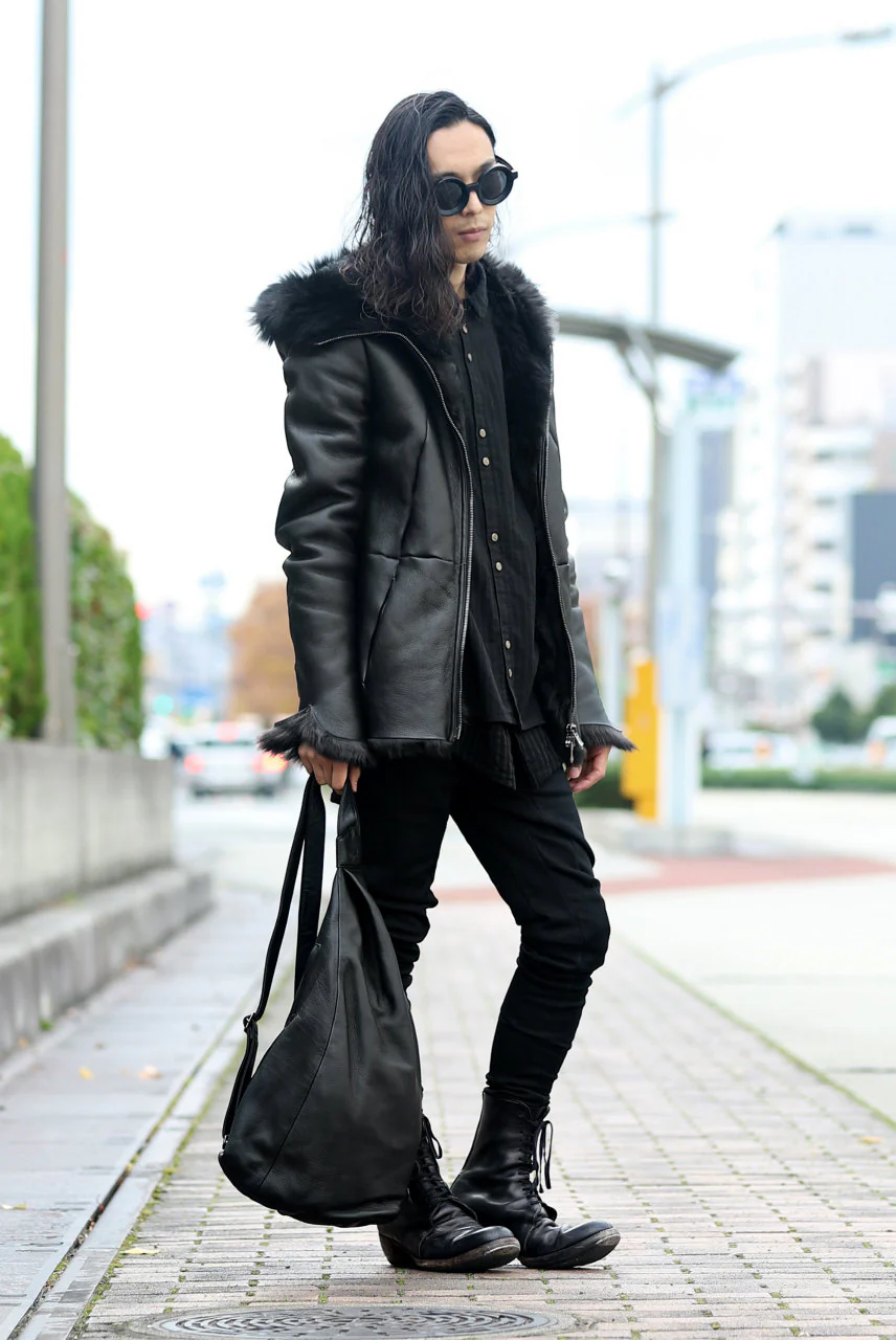 discord Yohji Yamamoto TUCKED LEATHER BACKPACK (BLACK) - Image 28