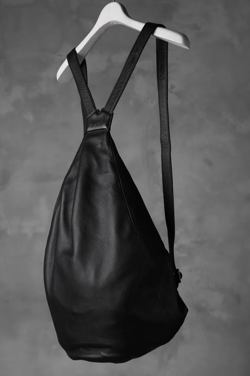 discord Yohji Yamamoto TUCKED LEATHER BACKPACK (BLACK) - Image 3