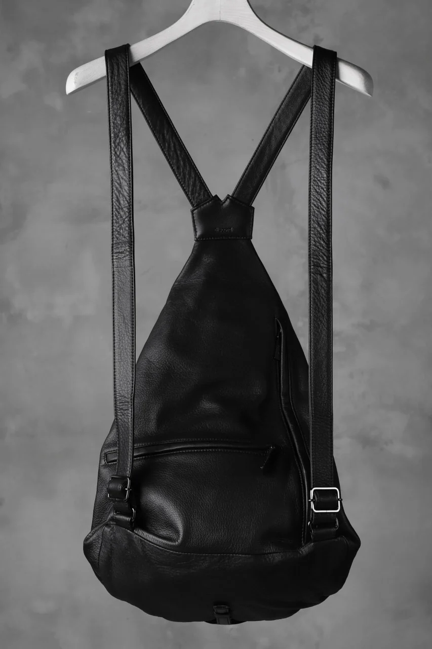 discord Yohji Yamamoto TUCKED LEATHER BACKPACK (BLACK) - Image 5