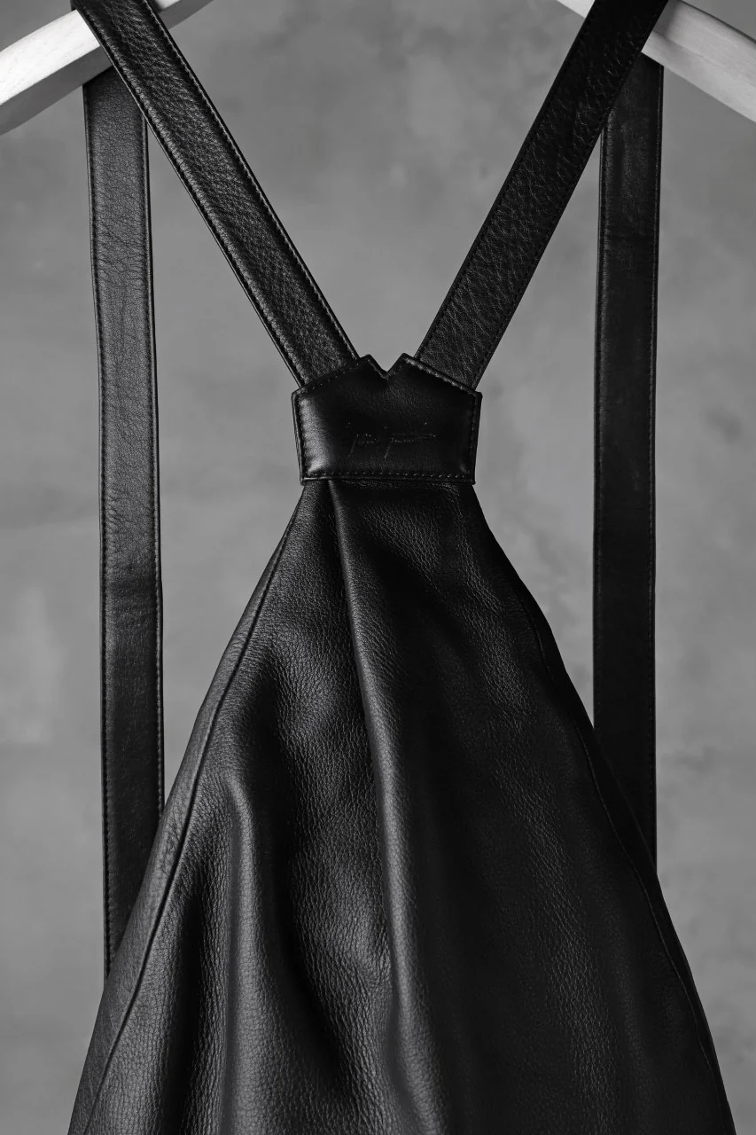 discord Yohji Yamamoto TUCKED LEATHER BACKPACK (BLACK) - Image 7