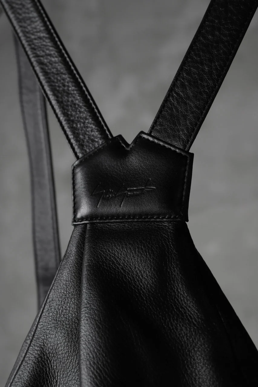 discord Yohji Yamamoto TUCKED LEATHER BACKPACK (BLACK) - Image 8