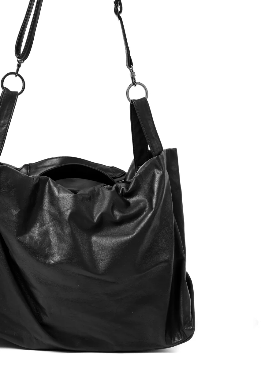 discord Yohji Yamamoto TULIPS HAND BAG / GARMENT COW LEATHER (BLACK) - Image 10