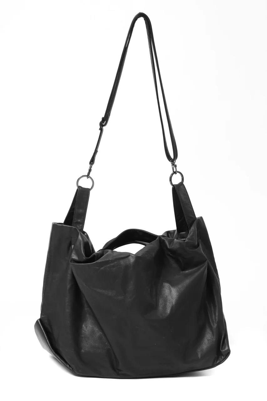 discord Yohji Yamamoto TULIPS HAND BAG / GARMENT COW LEATHER (BLACK) - Image 5